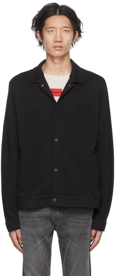 Hugo Black Cotton Jacket In 黑色