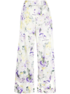 OFF-WHITE PALAZZO trousers WITH FLORAL PRINT