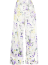 Off-white Palazzo Pants With Floral Print In Multicolore