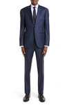 Emporio Armani G Line Sharkskin Wool Suit In Avio