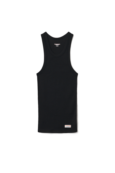 Alexander Wang Ribbed Cotton Racerback Tank Top In Black