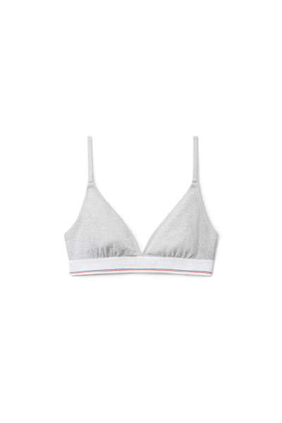 Alexander Wang Triangle Bra In Ribbed Jersey In Heather Grey