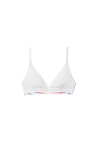 Alexander Wang Triangle Bra In Ribbed Jersey In White