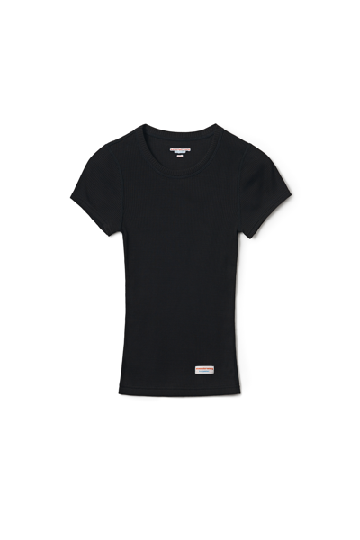 Alexander Wang Short-sleeve Tee In Ribbed Cotton In Black