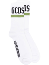 Gcds Intarsia-knit Logo Socks In Green