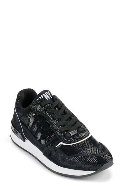 Dkny Mabyn Sequin Sneaker In Black/white