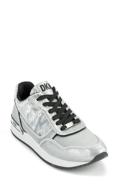 Dkny Mabyn Sequin Sneaker In Silver/ Black