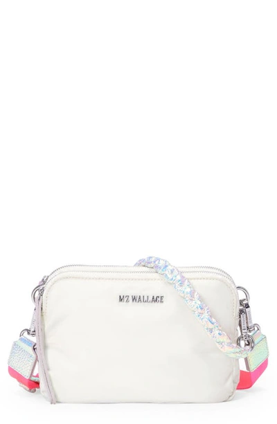 Mz Wallace Small Bowery Crossbody In Pearl Iridescent/silver
