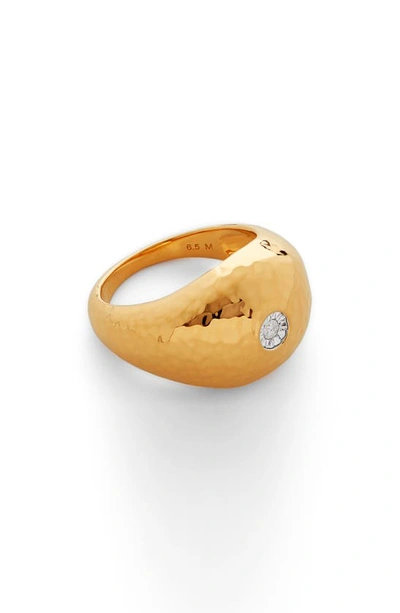 Monica Vinader Deia 18ct Yellow Gold-plated Vermeil Silver And 0.04ct Brilliant-cut Diamond Ring