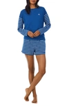 Lauren Ralph Lauren Long Sleeve Top & Boxer Shorts Pajamas In Dkbl/ Prt