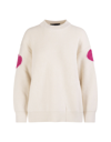 BARROW WOMAN WHITE SWEATER WITH LUREX LOGO ON THE BACK