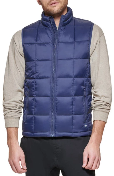 Dockers Box Quilted Puffer Vest In Navy