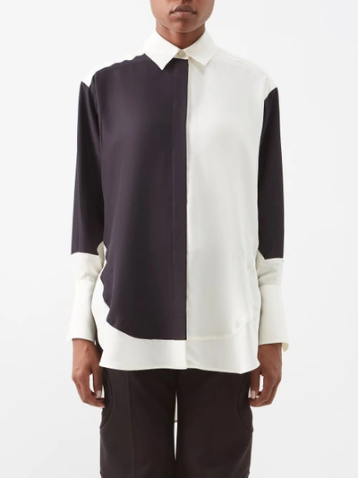 Loewe Bicolor Long Button-down Silk Shirt In New