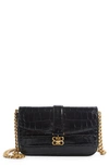 Balenciaga Extra Small Croc Embossed Leather Crossbody Bag In Black