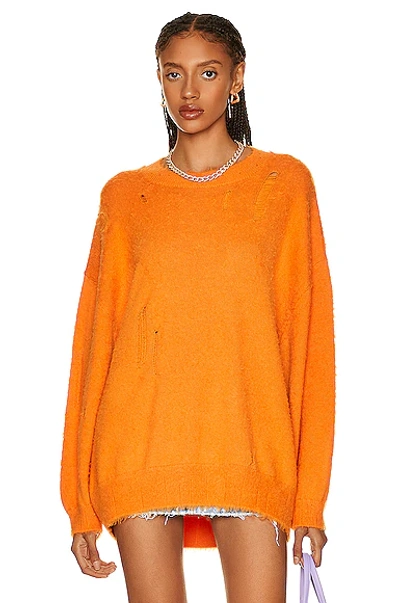 R13 Shaggy Oversized Sweater In Orange