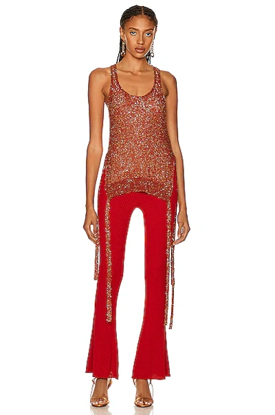 Stella Mccartney Sequin-embellished Knit Tank Top In Red