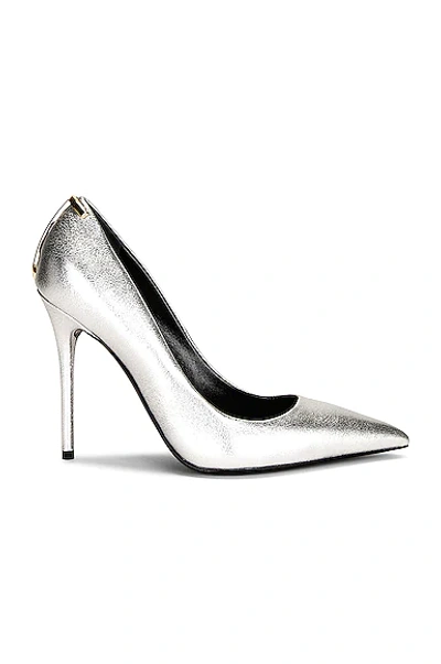 Tom Ford Laminated Iconic T Pump 105 In Silver