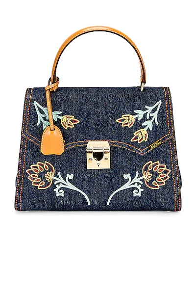 Fwrd Renew Mark Cross Lady Madeline Bag In Indigo & Luggage