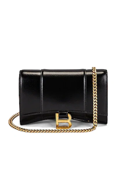 Fwrd Renew Balenciaga Hourglass Wallet On Chain Bag In Black