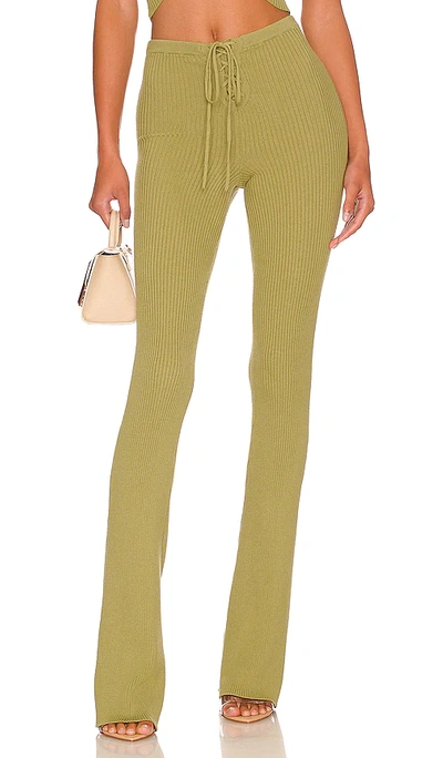 Camila Coelho Artemis Lace Up Knit Trouser In Green