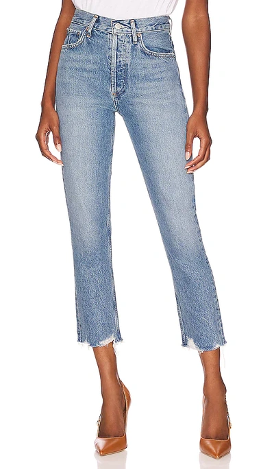 Agolde Riley High Rise Straight Crop In Blue