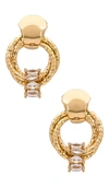 Ettika Mini Barrel Earrings In Metallic Gold