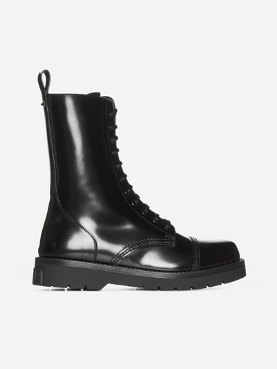 Valentino Garavani Vg Camden Leather Combat Boots