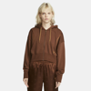 Nike Air Fleece Cropped Hoodie In Brown In Brown