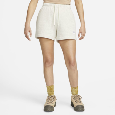 Nike Women's  Sportswear Club Fleece Mid-rise Shorts In Oatmeal Heather/ White
