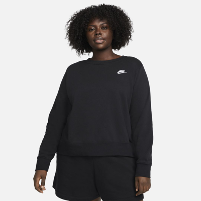 Nike Women's  Sportswear Club Fleece Crew-neck Sweatshirt (plus Size) In Black