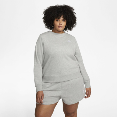 Nike Women's  Sportswear Club Fleece Crew-neck Sweatshirt (plus Size) In Grey