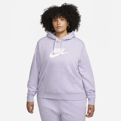 Nike Sportswear Club Fleece Women's Pullover Hoodie In Light Thistle,heather,white