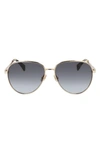 Lanvin Arpege 61mm Gradient Aviator Sunglasses In Gold/ Gradient Grey