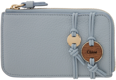 Chloé Blue Small Malou Wallet In 469 Shady Blue