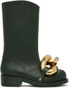 JW ANDERSON GREEN HIGH CHAIN RUBBER BOOTS