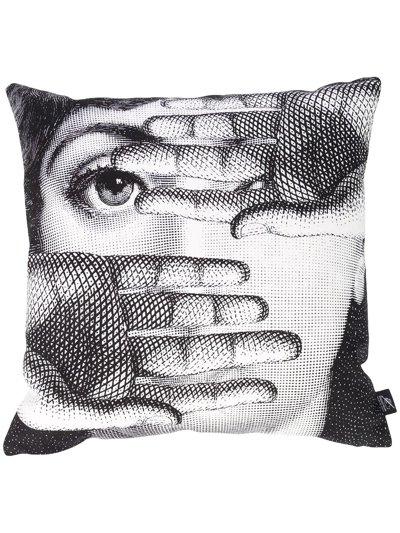 Fornasetti Lina Cavalieri-print Reversible Cushion In White