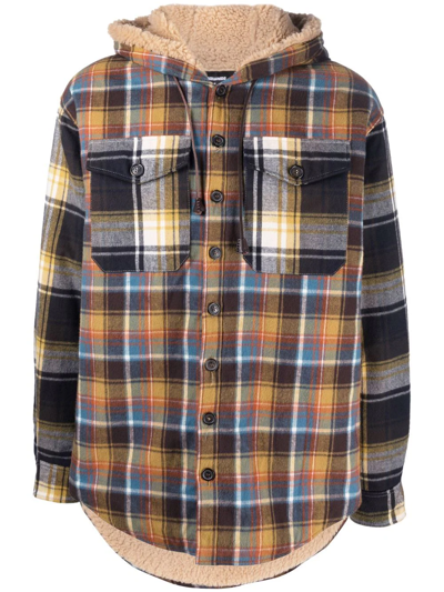 Dsquared2 Icon Check Print Hooded Jacket In Neutrals