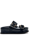 3.1 Phillip Lim Black Freida Double Buckle Platform Sandals In Blue