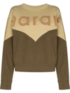 Isabel Marant Étoile Houston Flocked Two-tone Cotton-blend Jersey Sweatshirt In Grün