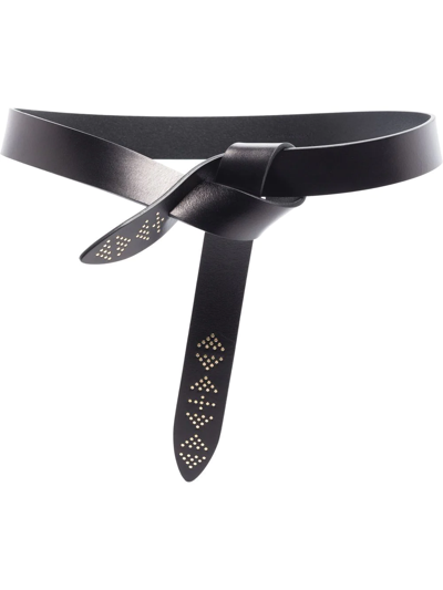 Isabel Marant Black Lecce Knotted Leather Belt In Nero