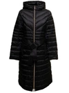 Michael Michael Kors Binding Black Nylon Long Down Jacket M Michael Kors Woman In Black