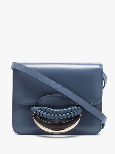Chloé Blue Kattie Leather Clutch Bag In Graphite Navy