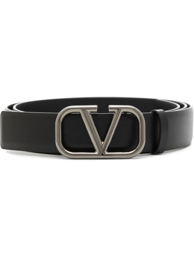 Valentino Garavani Black Vlogo Leather Belt