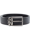 Ferragamo Double Logo-embossed Leather Belt In Schwarz