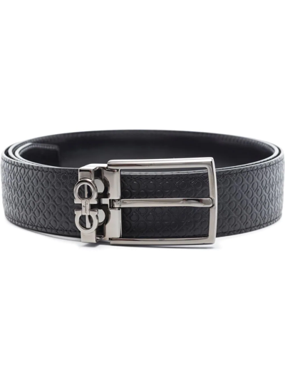 Ferragamo Gancini-motif Leather Belt In Black
