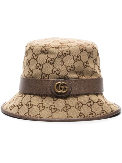 Gucci Gg Supreme Bucket Hat In Braun