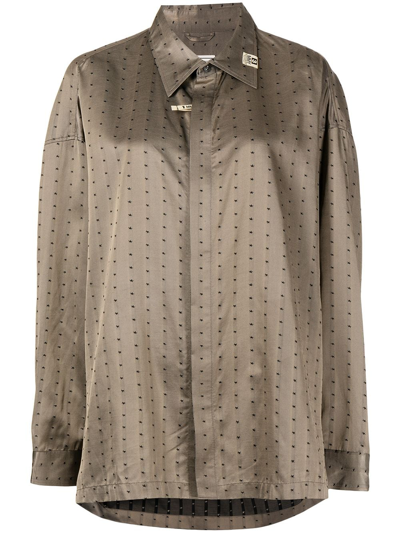 Miharayasuhiro Polka-dot Oversized Shirt In Brown