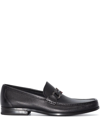 Ferragamo Grandioso Black Loafers With Gancini Detail In Patent Leather Man In Schwarz