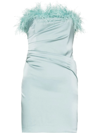 De La Vali Blue Spicy Feather Trim Mini Dress In Blue