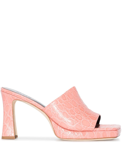 By Far Open-toe Crocodile-effect Sandals In Pink